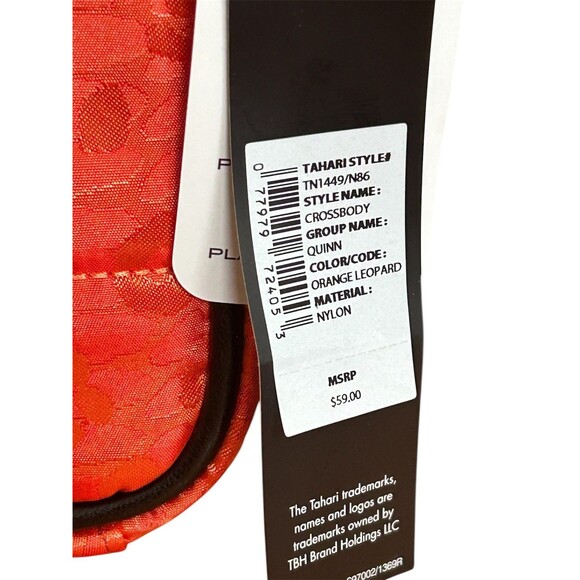 TAHARI Quinn Orange Leopard Quilted Crossbody Bag Purse NWT Nylon MSRP $59 - Picture 7 of 7
